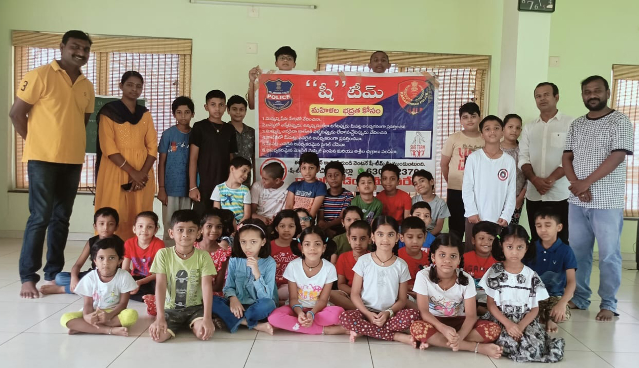 Awareness created among kids over SHE team in Mancherial