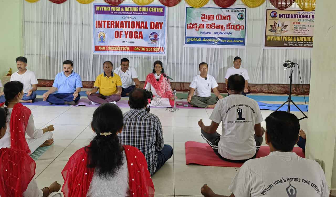 10th international yoga day observed in Mancherial