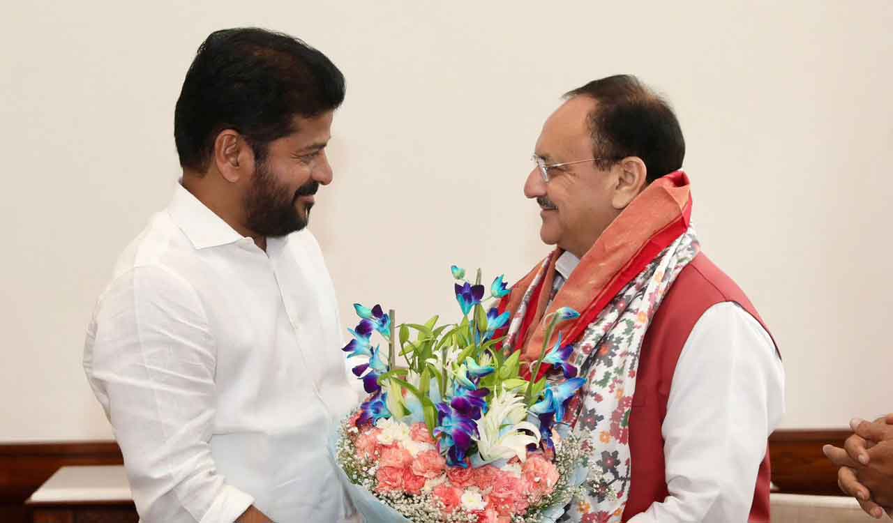 CM Revanth meets Nadda, seeks dues worth Rs 693 crore under National Health Mission