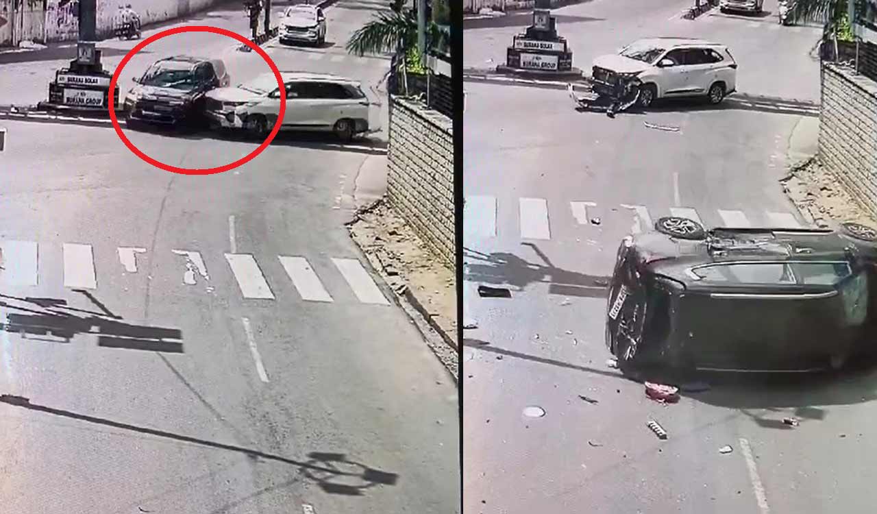 Watch: Two miraculously escape after car flips in collision in ...