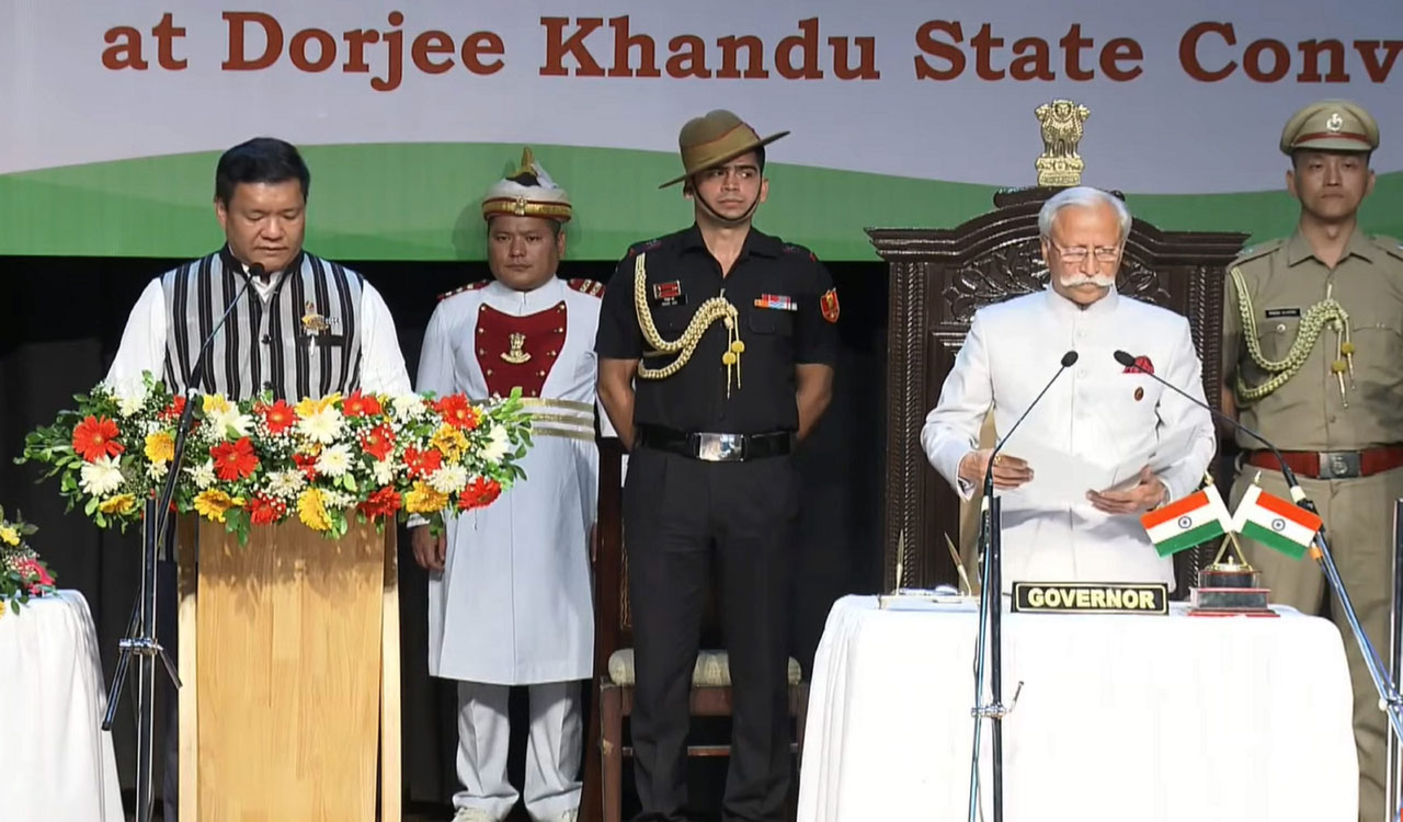Pema Khandu sworn in as Arunachal CM; Shah, Nadda attend event