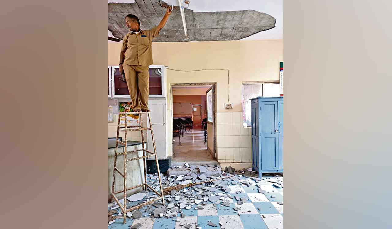 Nurse, medico injured after ceiling caves in at Ramanthapur Homeopathy building