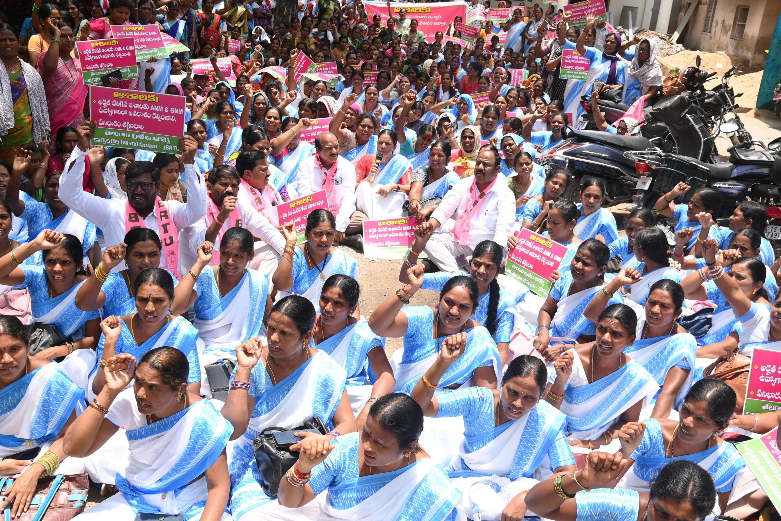 ASHA workers protest in Hyderabad demanding salary, promised benefits