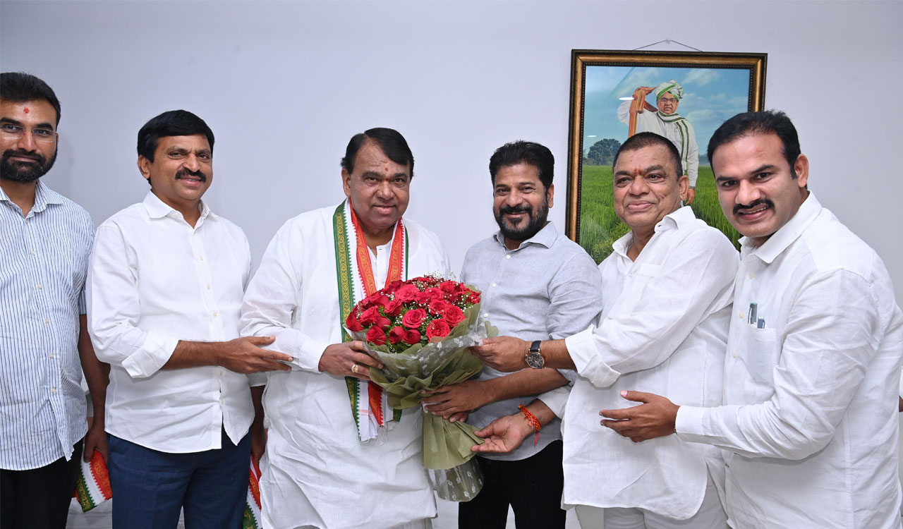 Former Telangana Speaker and BRS MLA Pocharam Srinivas joins Congress