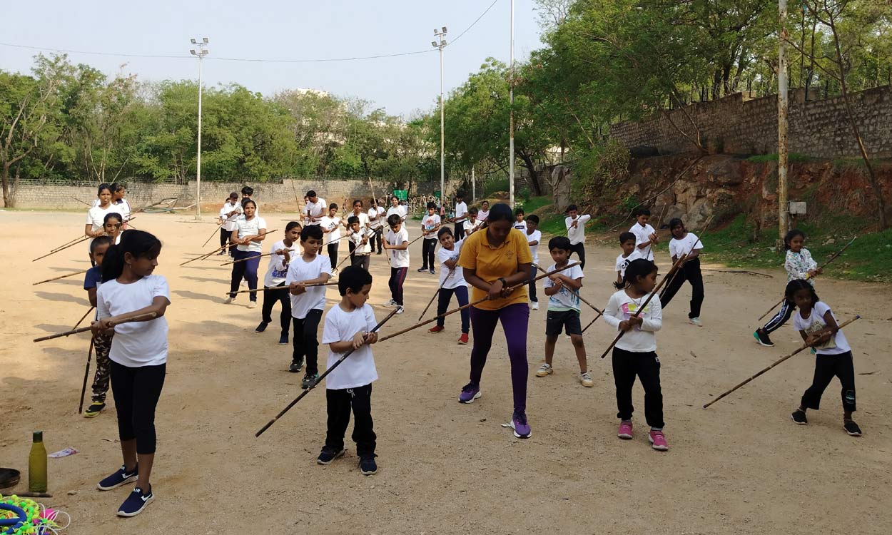 Hyderabad: This duo empowers kids with traditional Dravidian sport ‘Karra Samu’
