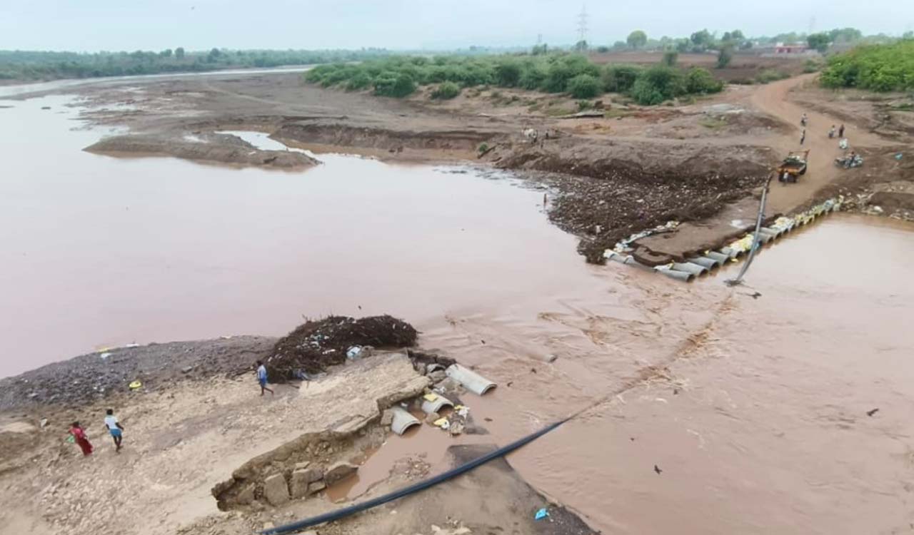 Telangana: Temporary bridge washed away, over 40 villages affected in ...