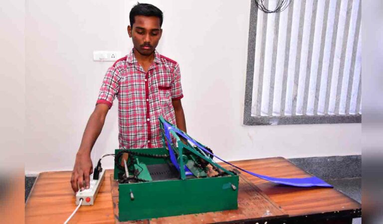 Sircilla boy invents powerloom cloth folding machine
