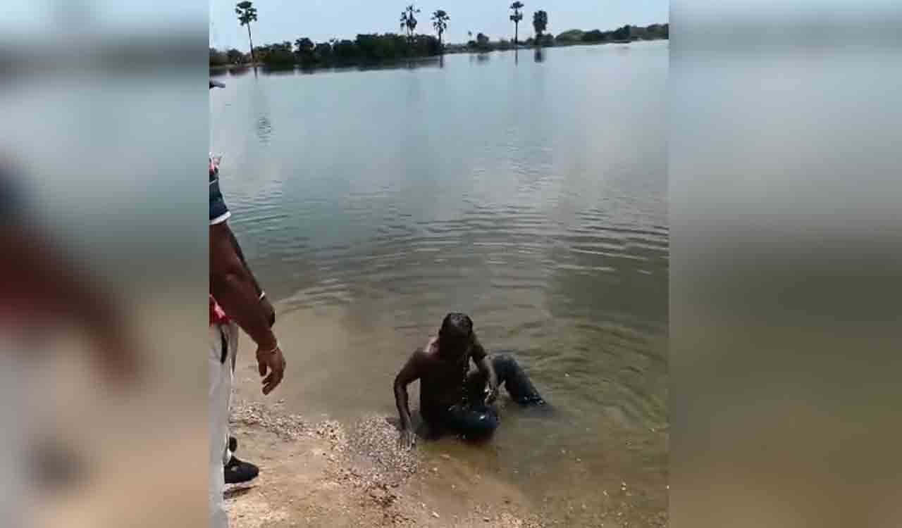 Watch: “Body” floating in pond triggers panic in Hanamkonda