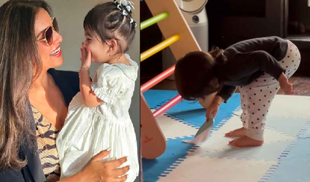 Bipasha Basu shares adorable video of daughter Devi helping with chores