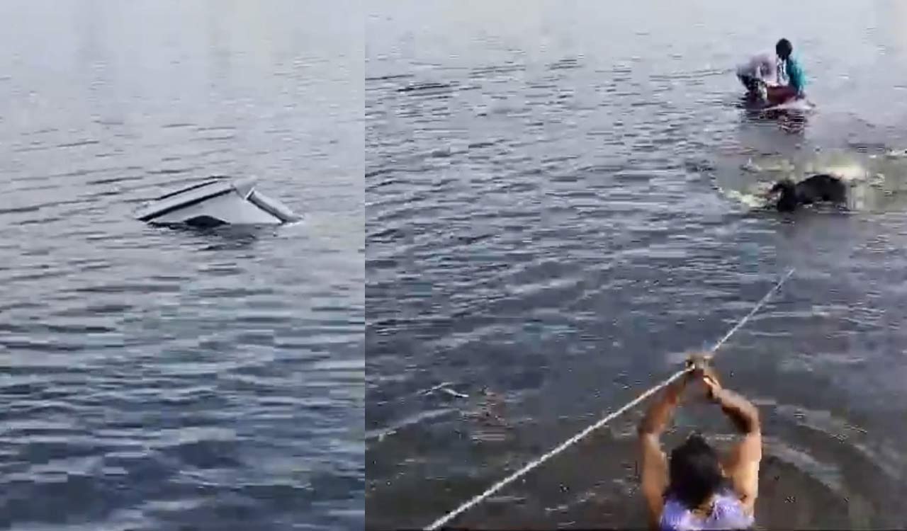 Hyderabad: Man attempts to kill children, end own life by driving car into lake