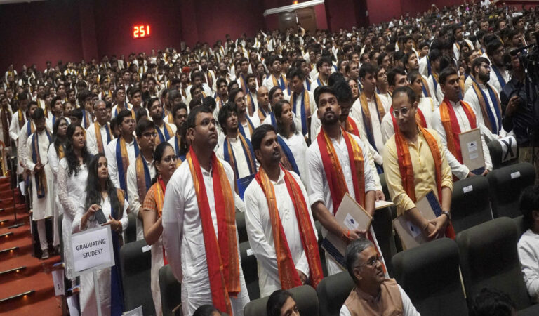 A total of 600 students graduated and a record 32 PhDs degrees were awarded during the 23rd convocation of the IIIT Hyderabad.