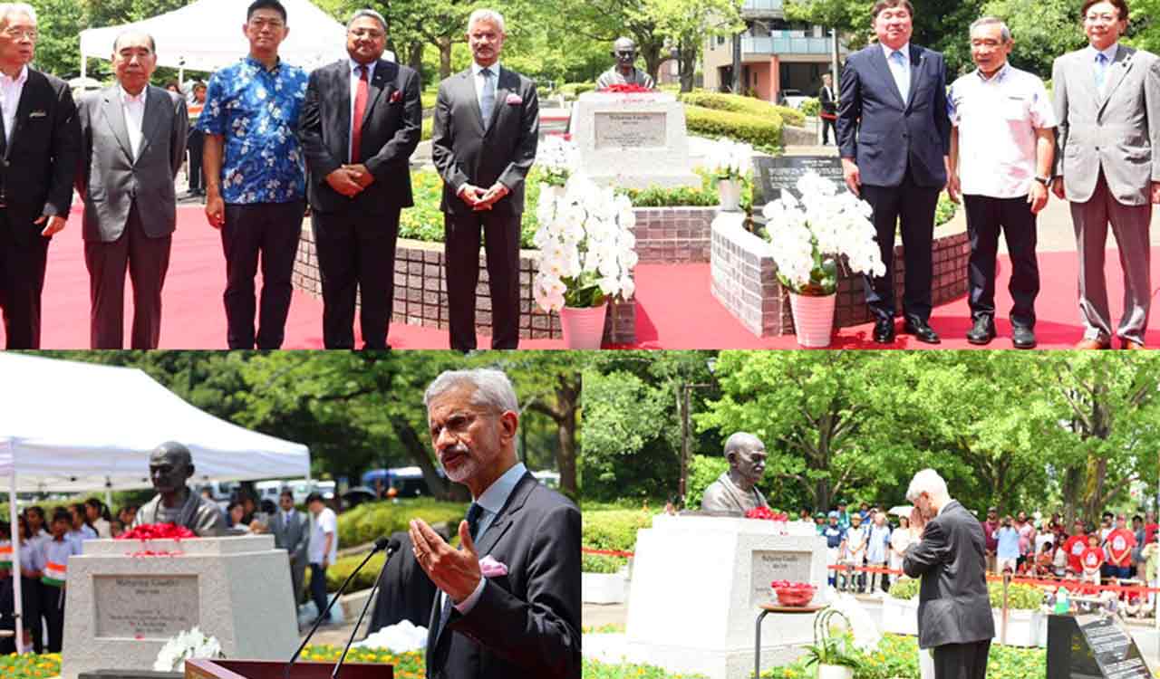 Jaishankar unveils Mahatma Gandhi bust in Tokyo
