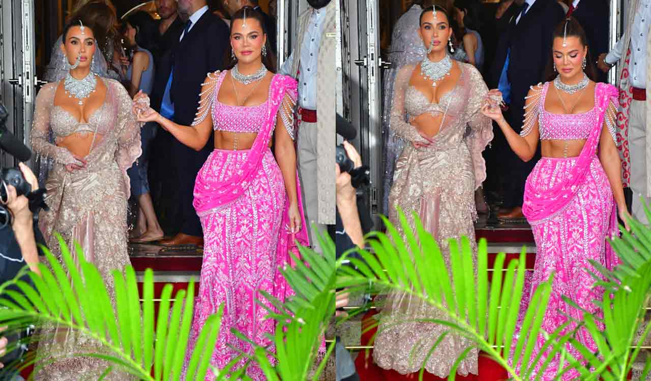 Kim, Khloe Kardashian shine at Anant-Radhika’s ‘Shubh Aashirwad’ ceremony
