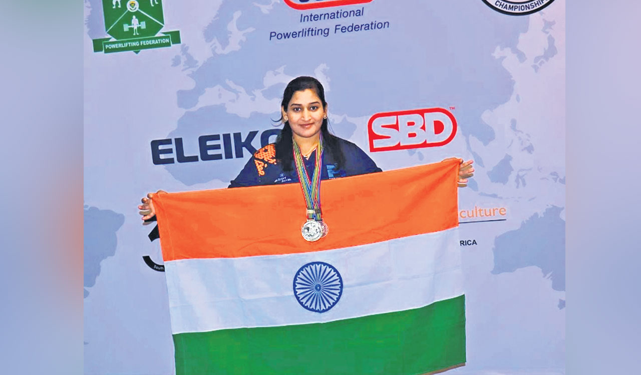 telangana-powerlifter-sukanya-wins-gold-in-south-africa-telangana-today