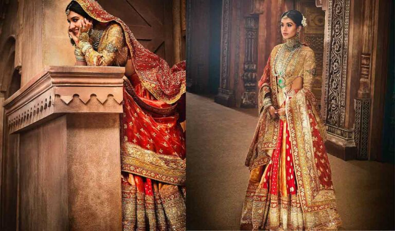 Radhika Merchant stuns in gold embroidered Vidai lehenga