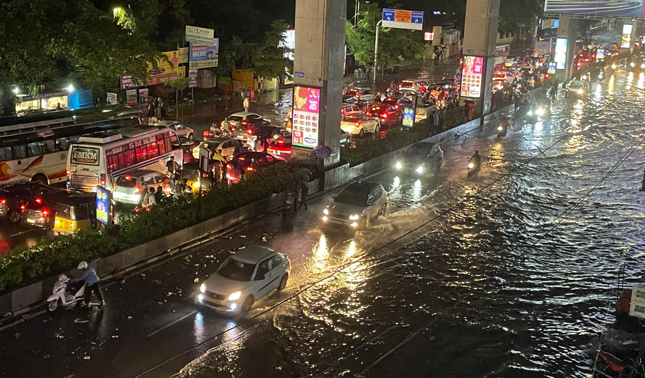 Watch: Heavy downpours throw life out of gear in Hyderabad