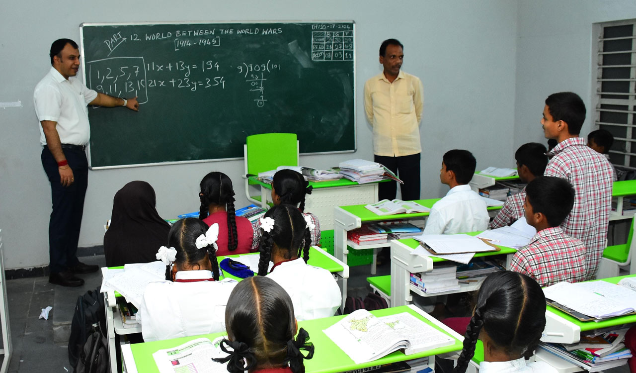 Sircilla Collector turns teacher, teaches lessons to students