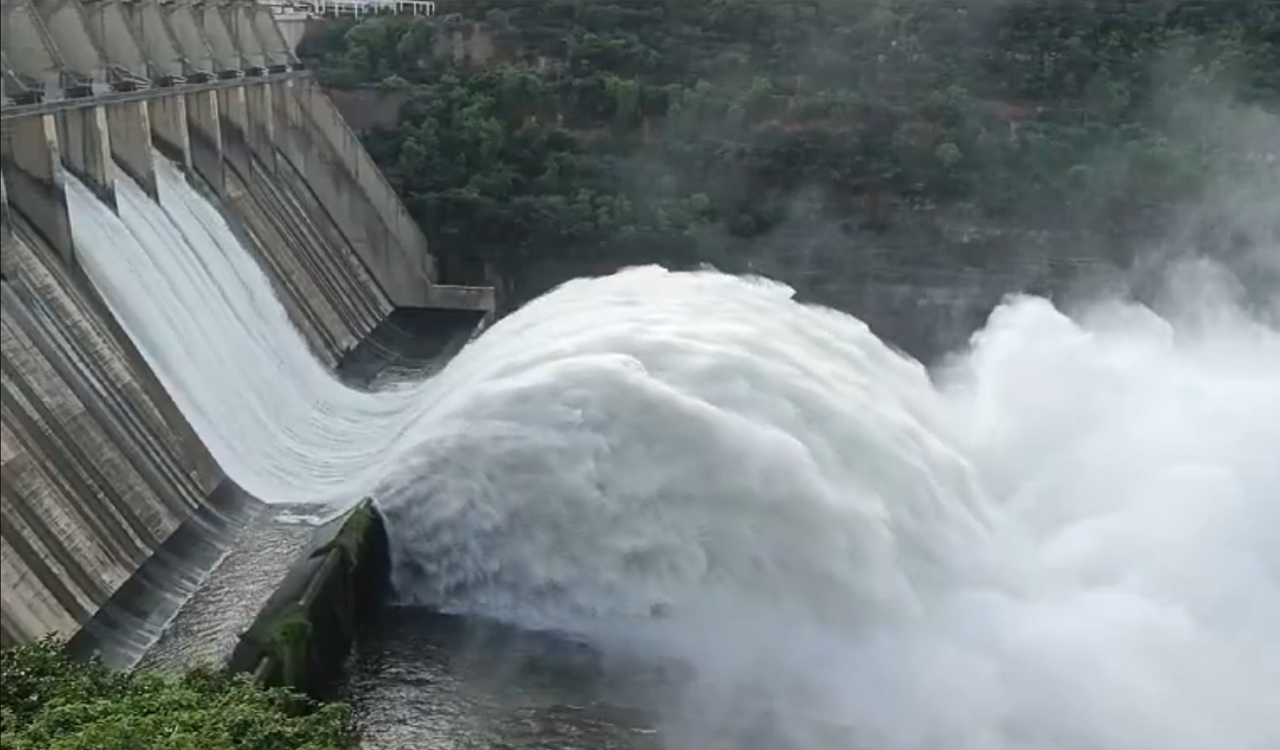 Three gates of Srisailam Dam opened on Monday-Telangana Today