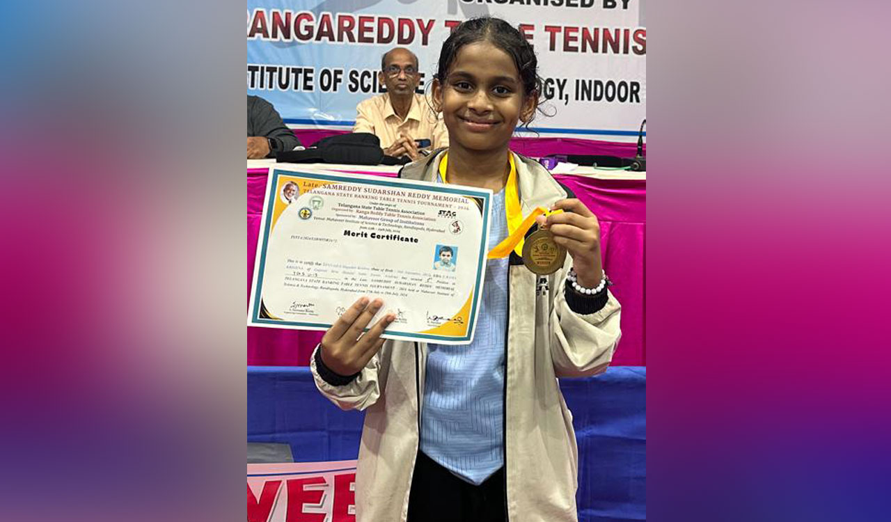 Gayathri shines at Telangana State Ranking Table Tennis Tournament