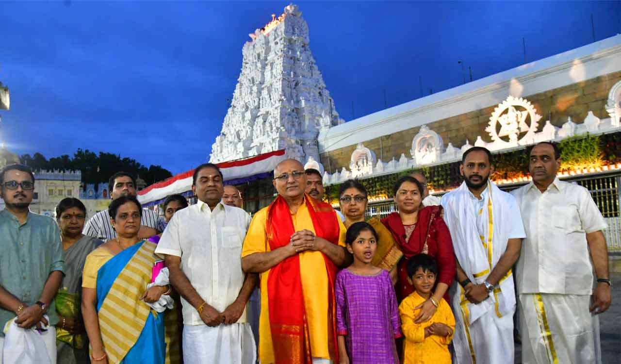 Telangana Governor CP Radhakrishnan visits Lord Venkateswara temple in Tirumala