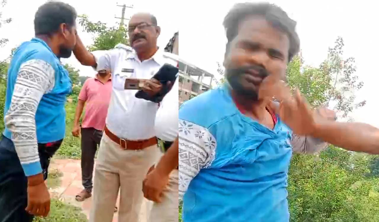 Watch: Cyberabad traffic cop abuses truck driver for parking vehicle at wrong place
