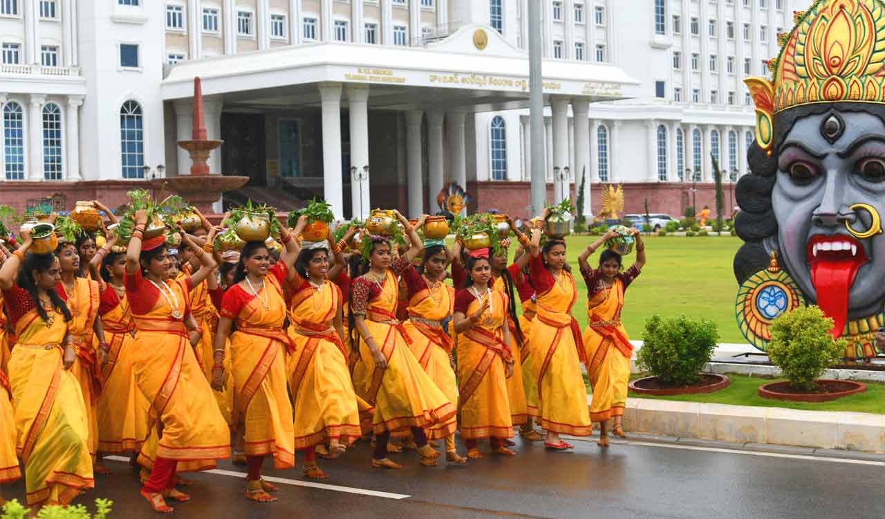 Watch: Lively bonalu celebrations at Telangana Secretariat