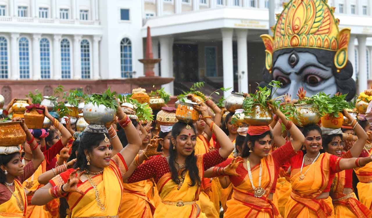 Watch: Lively bonalu celebrations at Telangana Secretariat