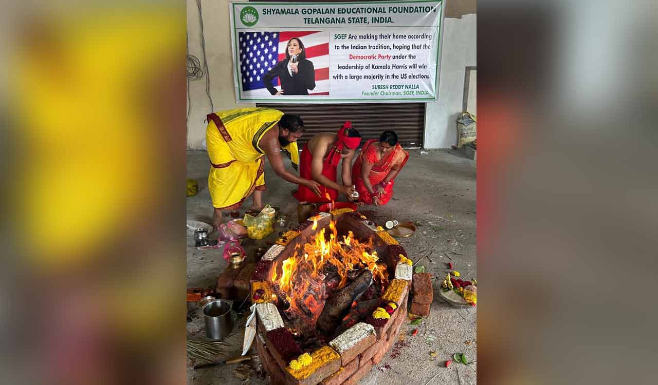 Telangana: SGEF chairman preforms 41 day Homam for Kamala Harris’ victory in US polls