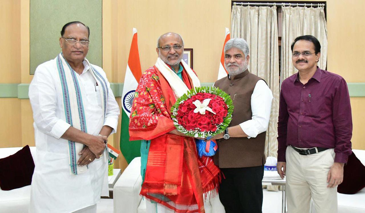 Speaker Gaddam Prasad, Council Chairman Gutha Sukhender Reddy meet Guv CP Radhakrishnan