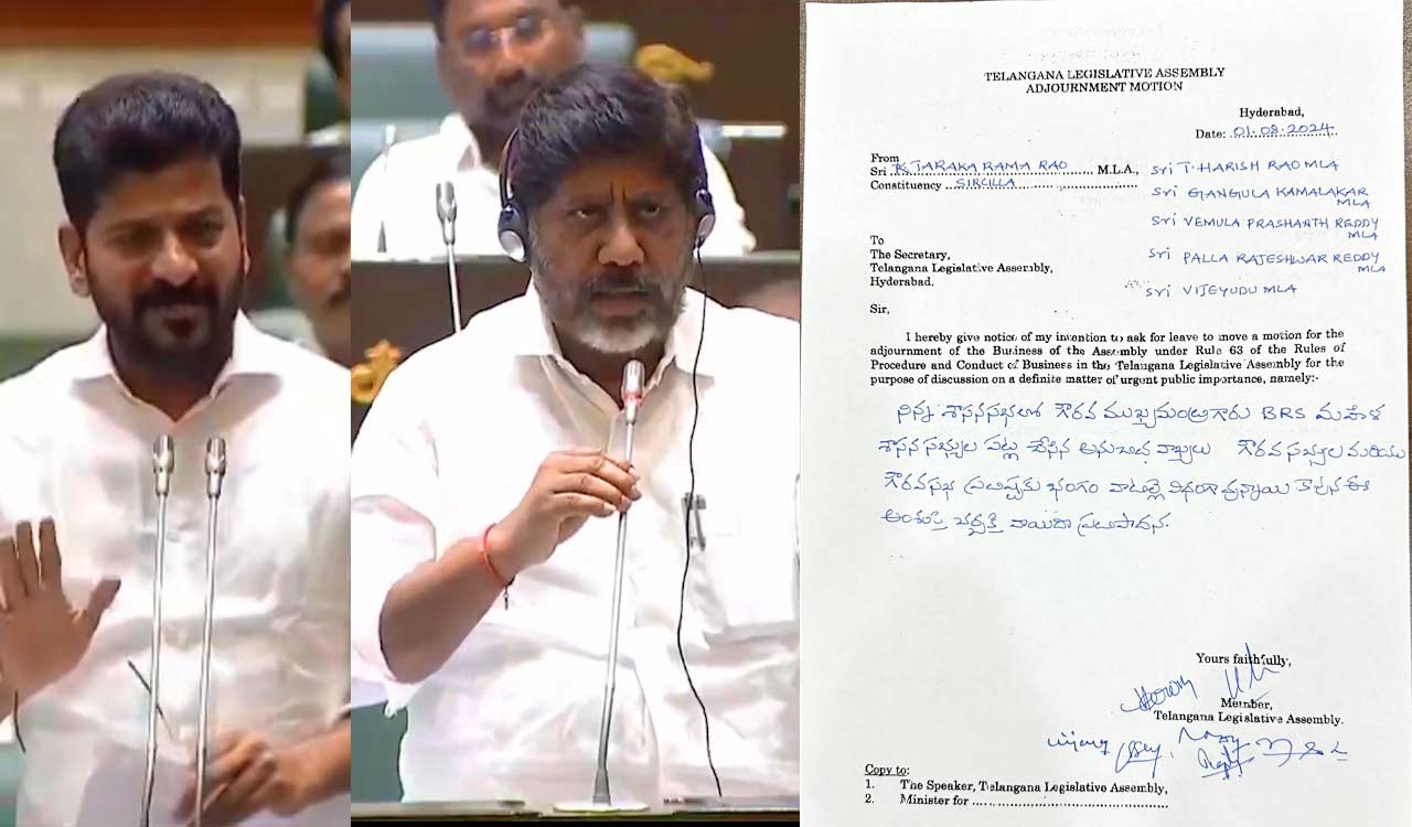 BRS serves adjournment motion; seeks apology from CM, Deputy CM