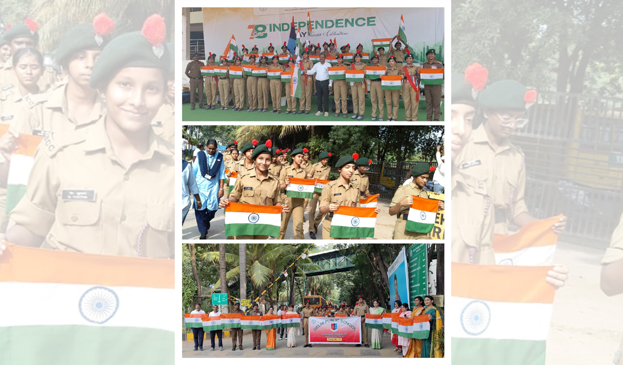 Hyderabad: Delhi Public School Nacharam NCC Cadets participate in Har Ghar Tiranga rally