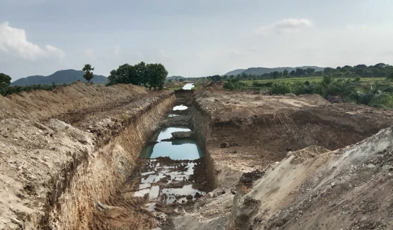 A view of Sitarama project Enkoor link canal in Enkoor mandal in Khammam district.