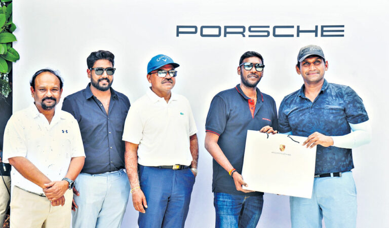 Sravan Adusumilli (right) at The Boulder Hills Golf & Country Club, Hyderabad on Tuesday.