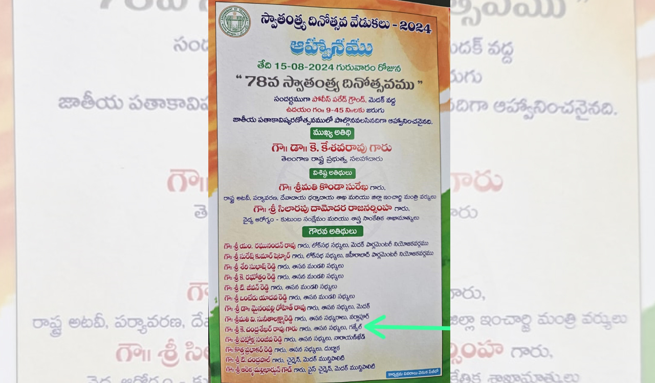 Medak officials draw flak over disrespect to KCR in Independence Day invite