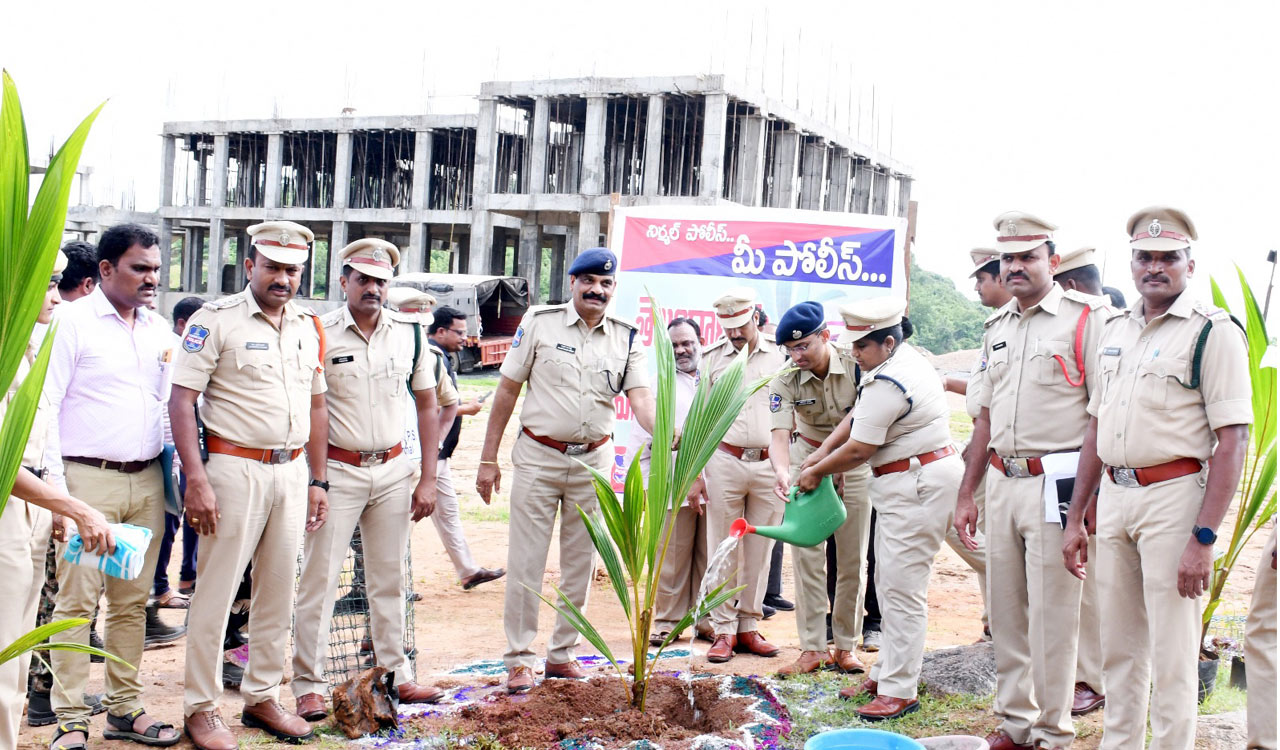 Nirmal SP plants saplings under Vanamahotsavam programme