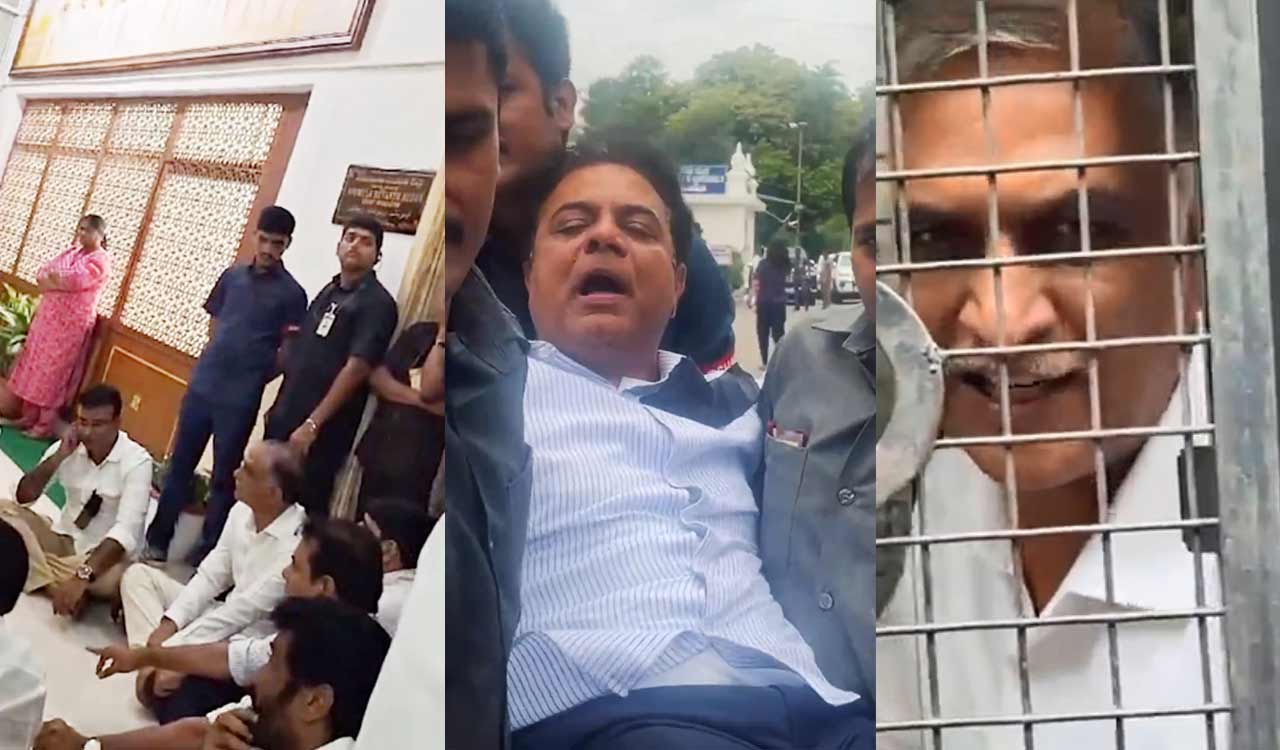 Protest against CM’s remarks: Telangana Assembly witnesses chaos, BRS MLAs removed from Assembly premises