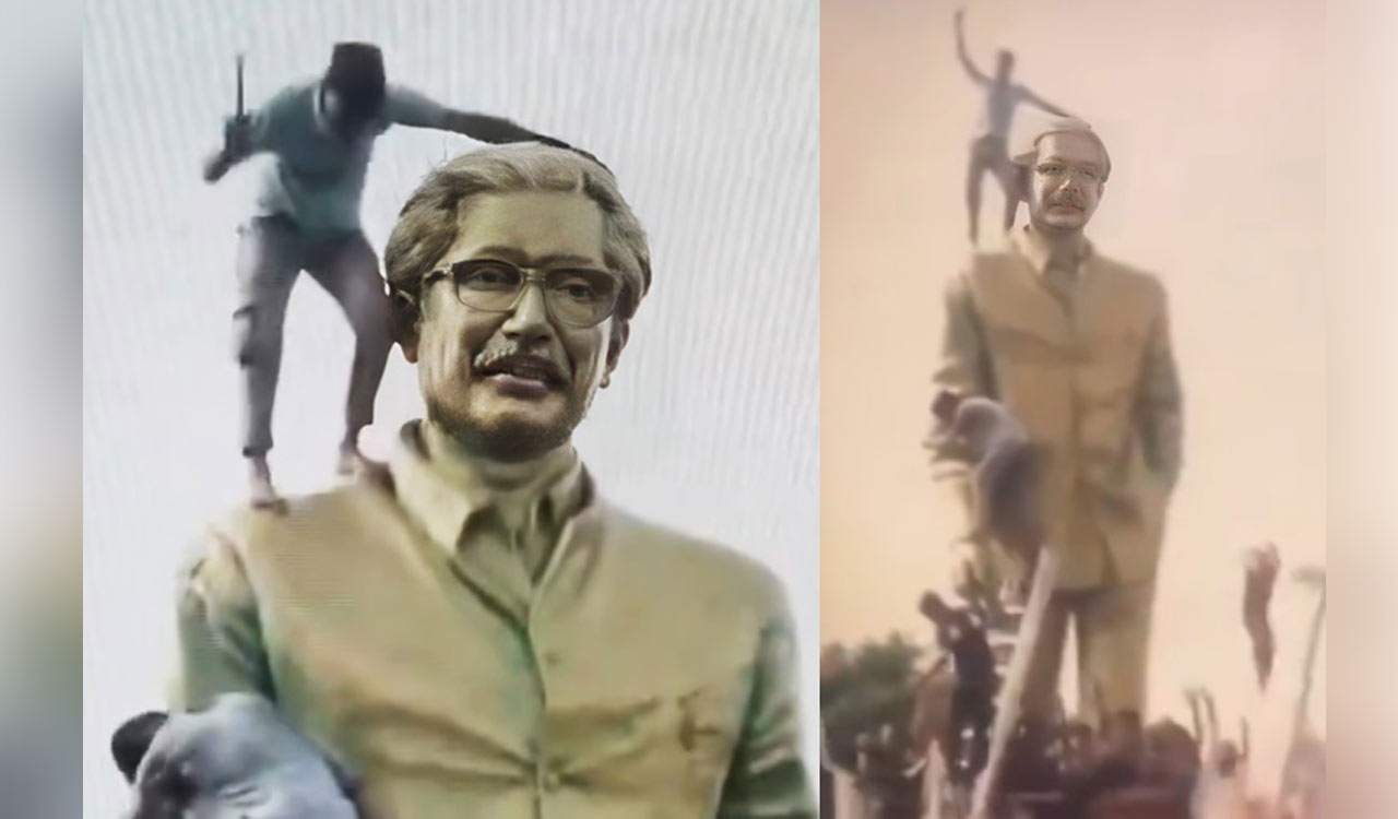 Protesters vandalize Sheikh Mujibur Rahman's statue in Dhaka-Telangana Today