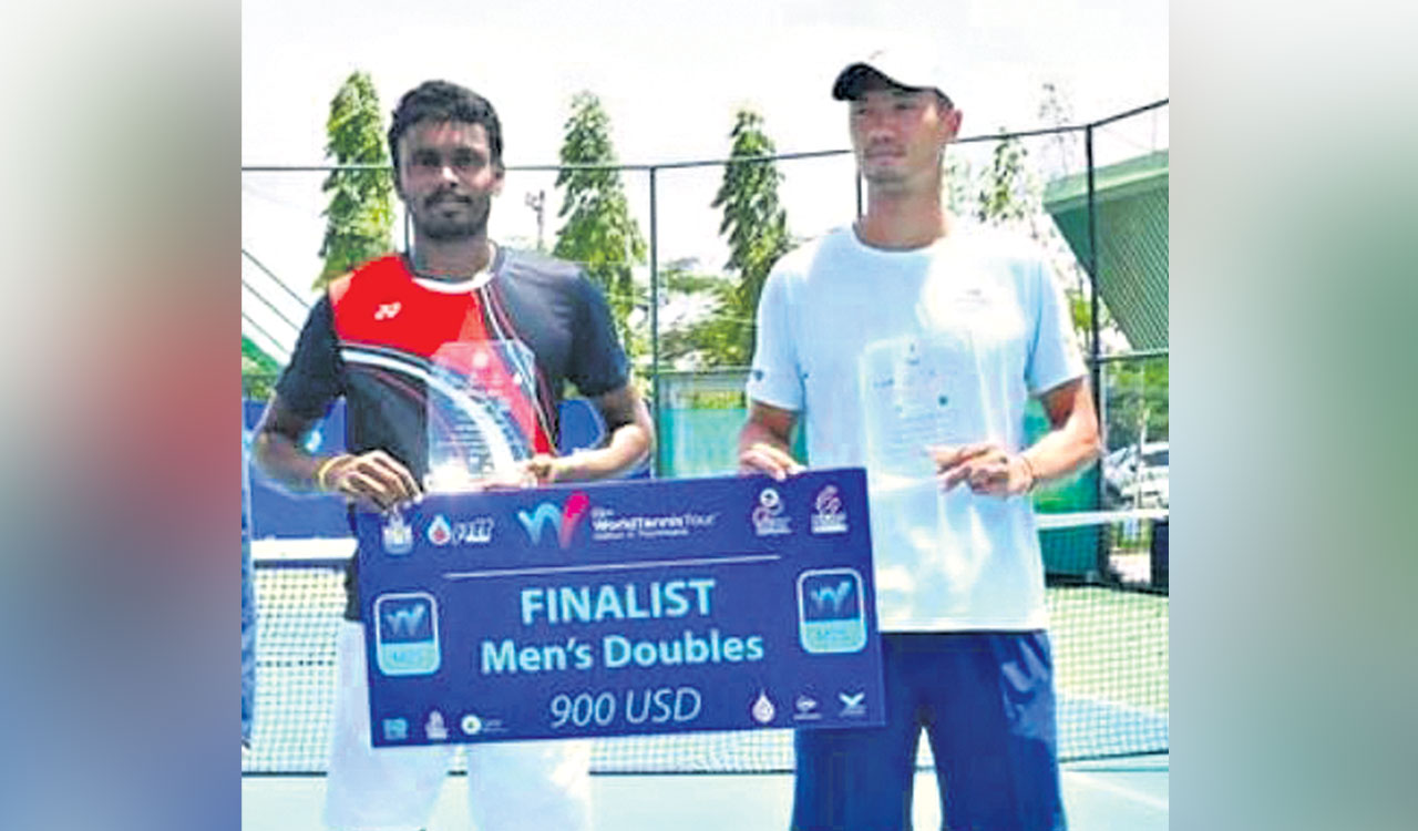 Tennis: Sai Karteek pair finishes runners-up in Thailand