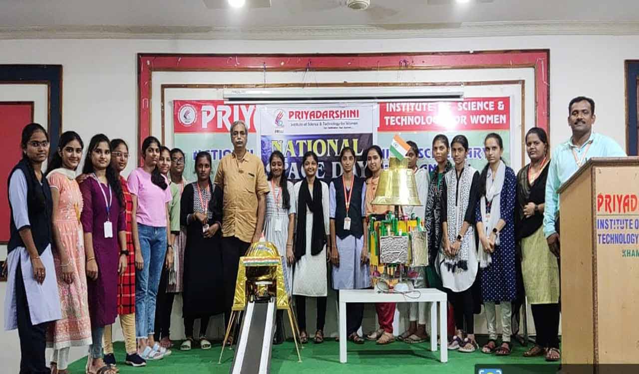 Khammam: Maiden National Space Day celebrated at Priyadarshini College