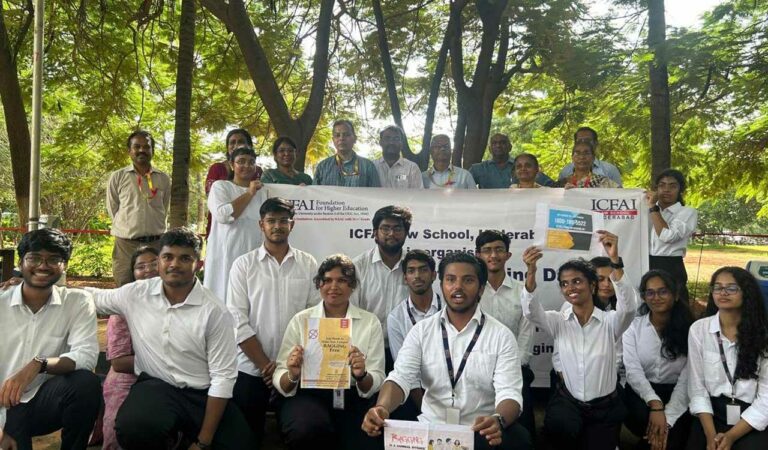 ICFAI Law School, Hyderabad, organized a rally and skit performance to raise awareness about the evils of ragging and promote a culture of respect and inclusivity among students