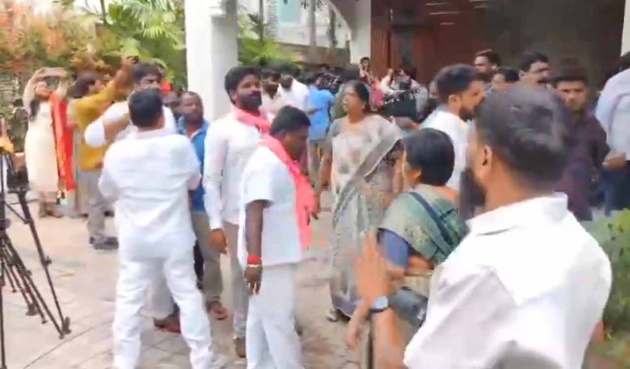 BRS MLA Kaushik Reddy’s residence attacked by Arekapudi Gandhi’s followers