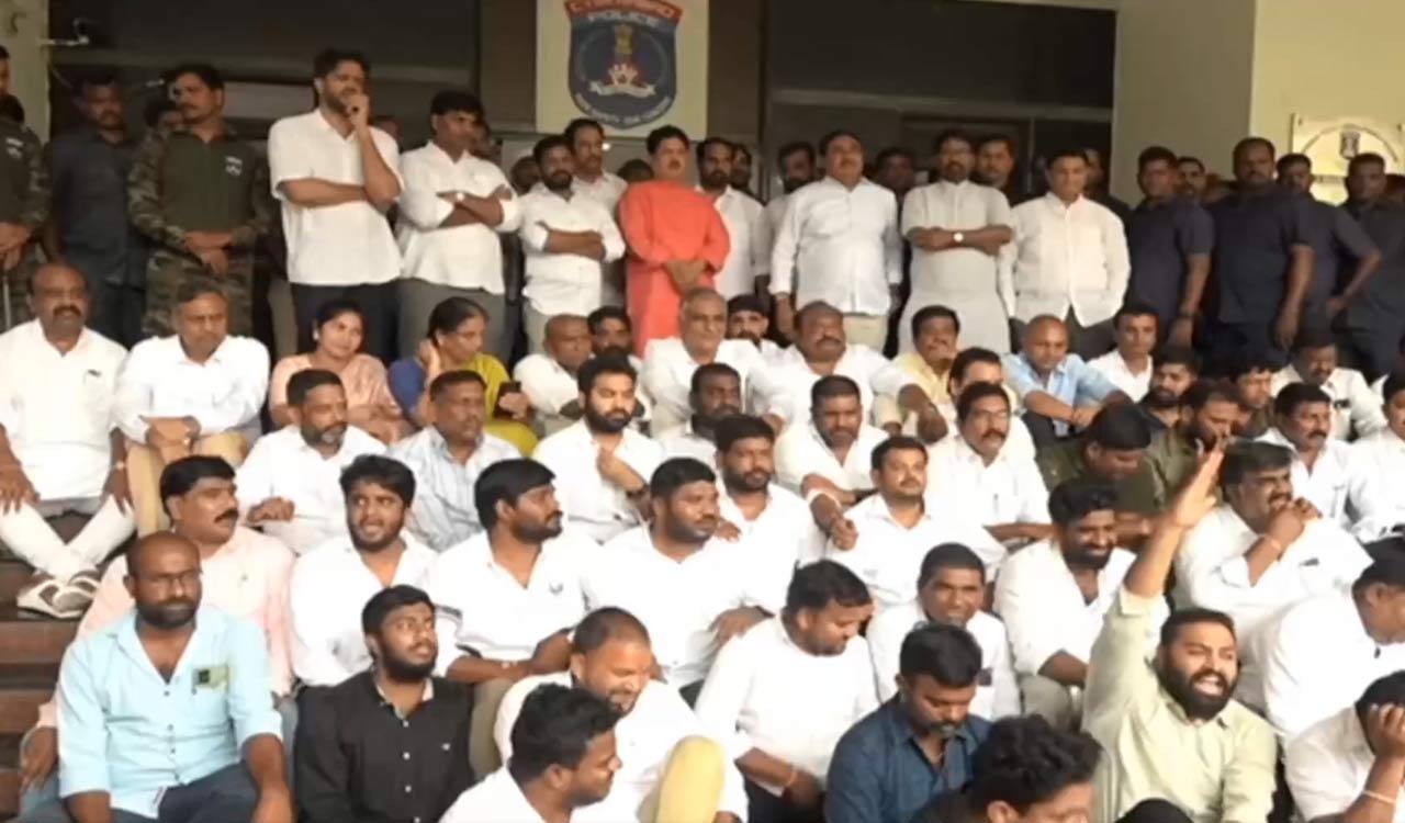 Protest over attack on BRS MLA Kaushik Reddy leads to tension at Cyberabad CP Office