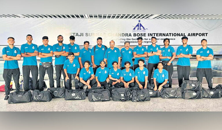 Abbas Union FC squad upon their arrival in Kolkata.