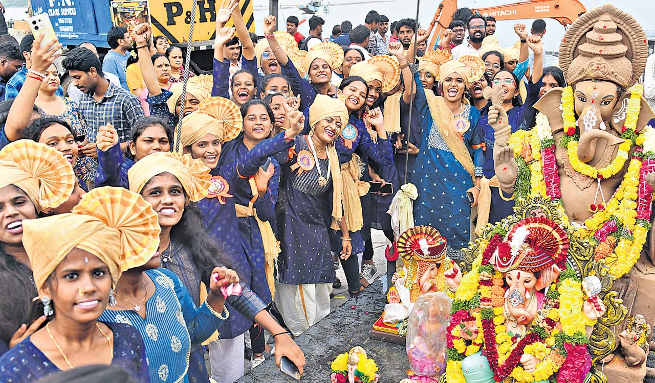 Bappa’s immersion begins on a colourful note