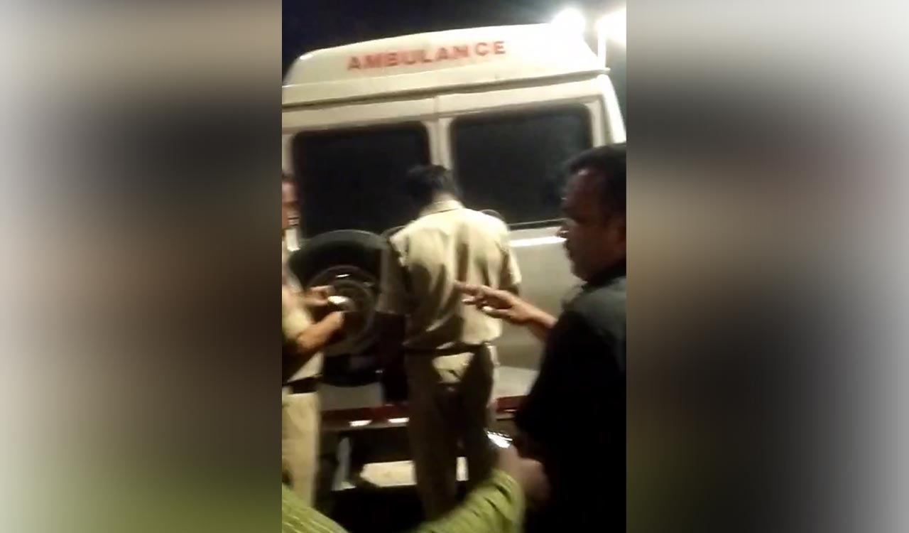 Ganja transported in an ambulance caught in Kothagudem