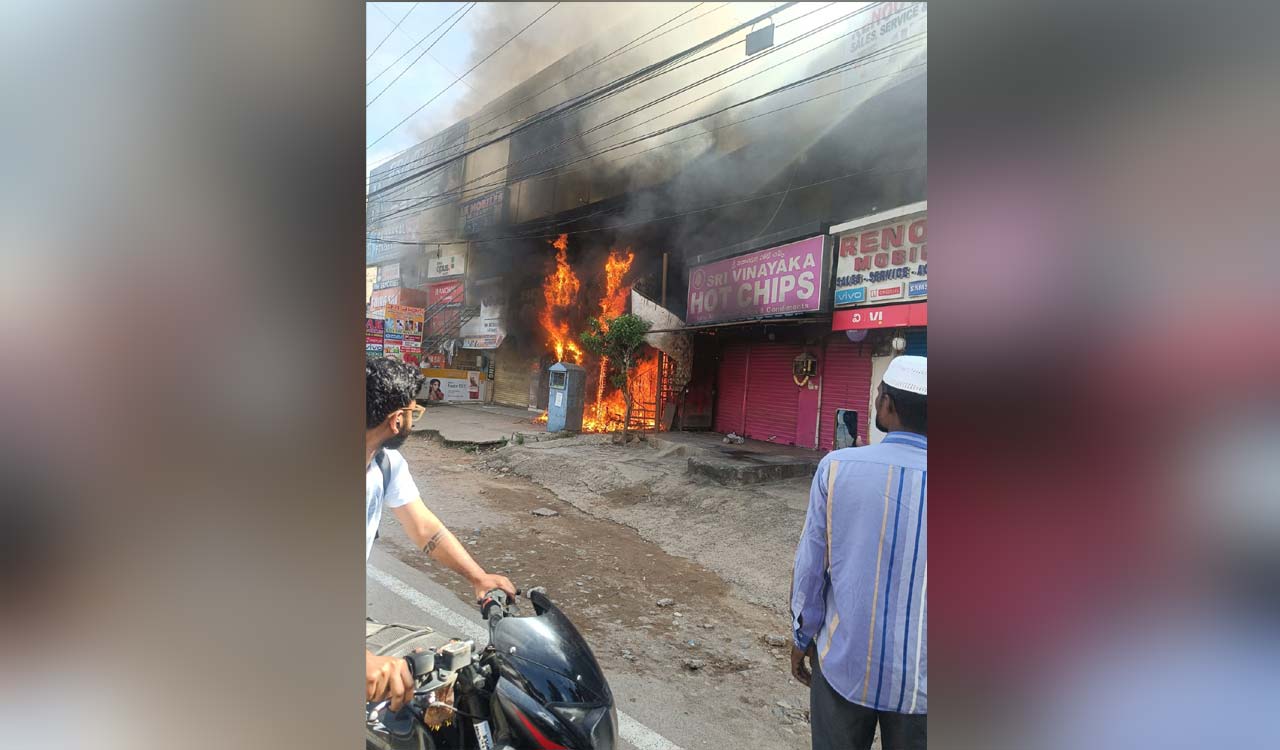 Hyderabad: Electric bike gutted by fire at Suraram