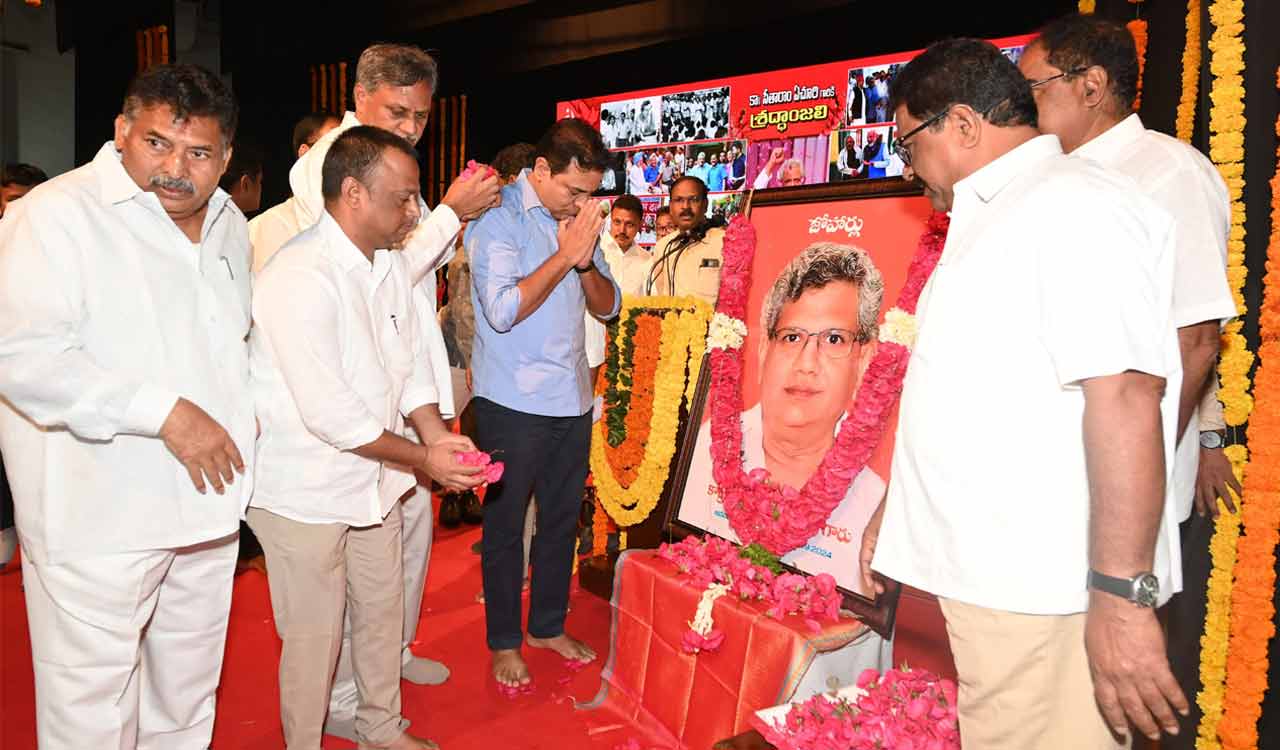 KTR pays tributes to Sitaram Yechury at memorial meeting in Hyderabad ...