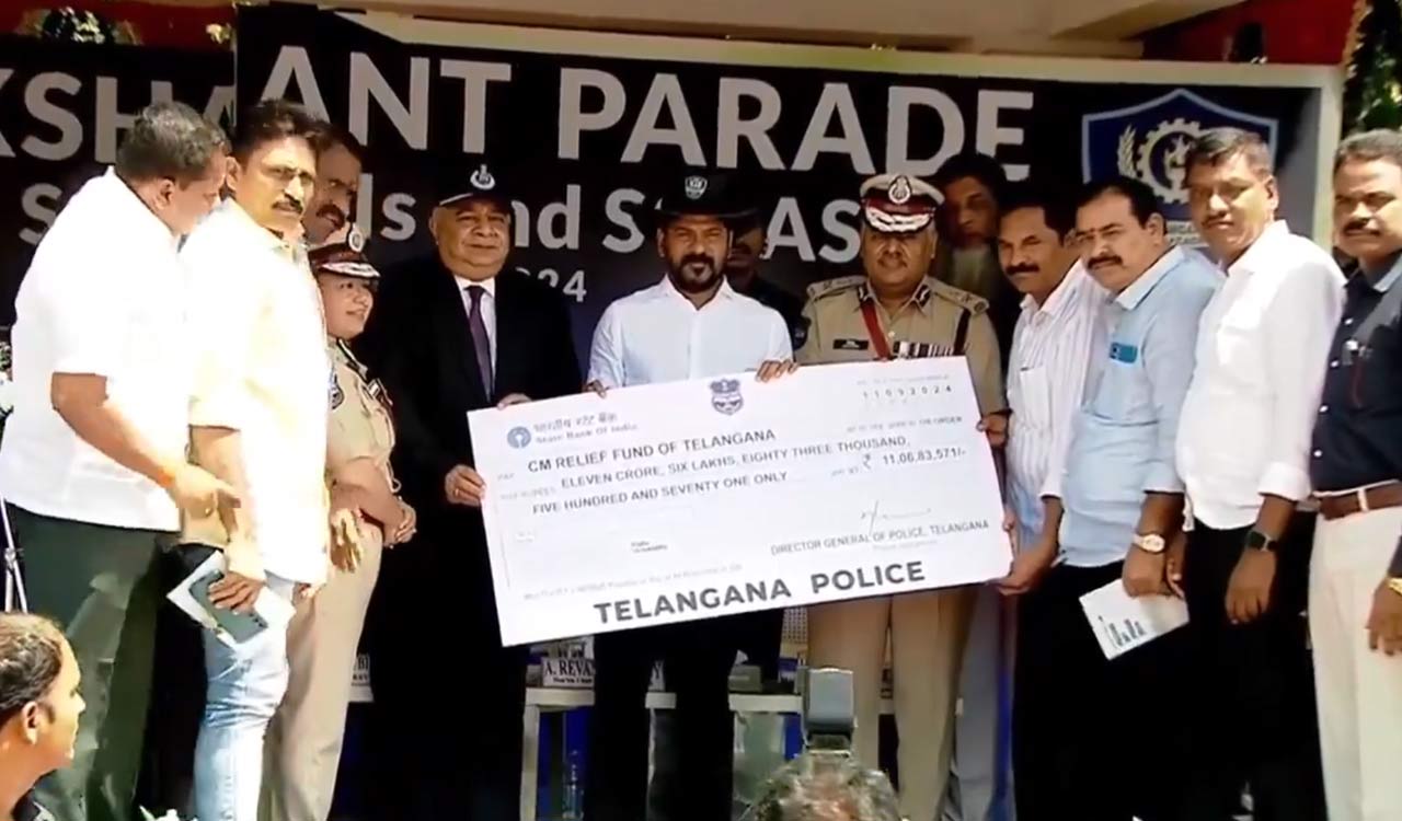 Telangana police department donates Rs 11 cr to CMRF towards flood relief