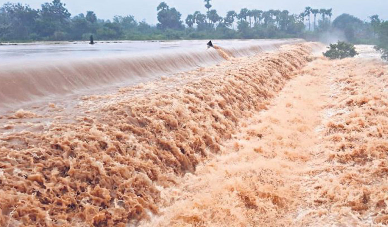 Waterbodies overflow due to heavy rains in erstwhile Karimnagar