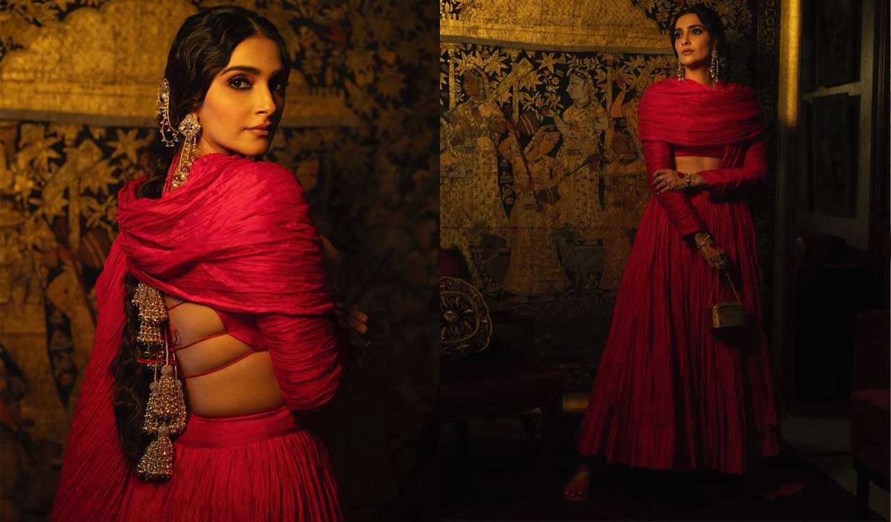 Sonam Kapoor goes vibrant in red as she blends traditions with style